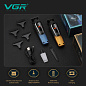 Триммер VGR V-879T BLUE, 4 насадки, 7500 RPM, 1500 mAh, LED display