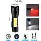 Фонарь W601-XPE(Red)+COB(White), Li-Ion аккум., ЗУ Type-C, zoom, Box