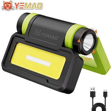 фонарь yemao ym-b70-xte+cob(white+red+blue), li-ion аккумулятор, power bank, зу type-c, магнит, ipx4, оптом, купить