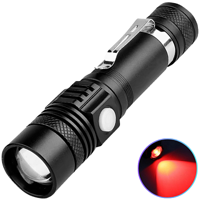 фонарь 608-t6(red), 1x18650, зу microusb, zoom, оптом, купить