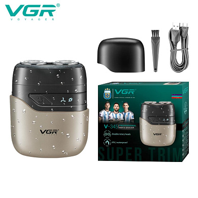 электробритва vgr v-345 grey, роторная, ipx7, оптом, купить
