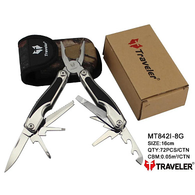 мультиинструмент мультитул traveler mt-842i-8g black/grey 16см, оптом, купить