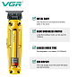 Аккумуляторная машинка для стрижки (clipper) VGR V-904 GOLD, 4 насадки, 2000 mAh, LED display