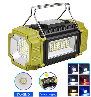 фонарь переносной ls-228-led white+red+blue+yellow, power bank, li-ion аккум., солнечная батарея, зу type-c, оптом, купить