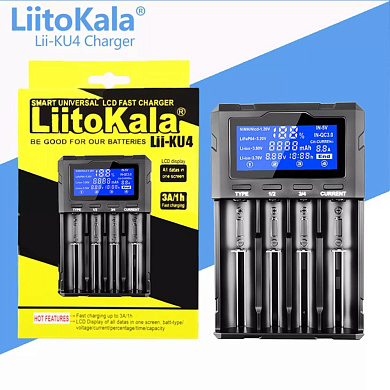 зарядное устройство liitokala lii-ku4, 18650/ 26650/ 21700/ 32650/ 20700/ 21700/ 16340, оптом, купить