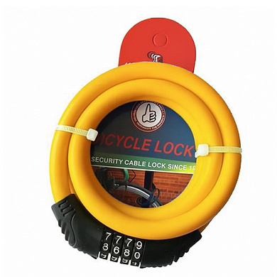 замок велосипедный kihuu lock 2809, 12*65 тросовый, кодовый, оптом, купить