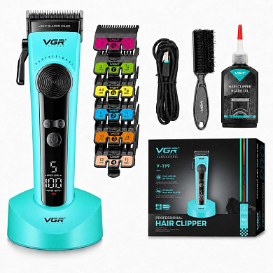 аккумуляторная машинка для стрижки (clipper) vgr v-199 green, 6 насадок, led display, оптом, купить