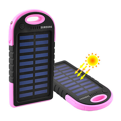 power bank samsung es500 8000mah 2usb(1a+1a) с солнечной батареей, индикатор заряда, фонарик 1led -142 (3000mah), оптом, купить