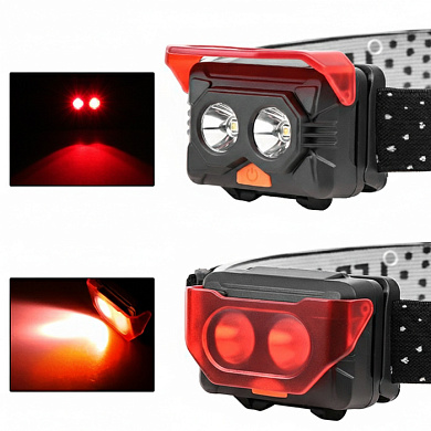 фонарь налобный 2029-2xpe(red), 1 режим, 3хааа, пластик, оптом, купить