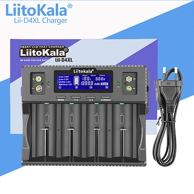 зарядное устройство liitokala lii-d4xl, 4x21700/ 18650/ 26650/ 26700/ 32700/ aaa/ 9v, оптом, купить
