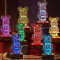 Нічник 3D Bearbrick Ведмедик KX197 8 кольорів, RGB+Warm Light