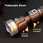 Фонарь PLD-008 WHITE LASER LED PM10-TG, Li-Ion аккум., power bank, индикация заряда, ЗУ Type-C, zoom, Box