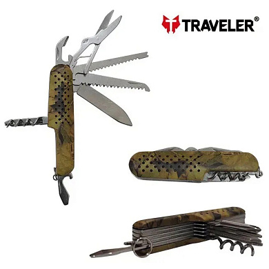 нож универсальный traveler 10 в 1 мультитул 9,1см k-5011-g-40-f-box, оптом, купить