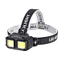 Фонарь налобный HX-816N-2COB(White+Red), отдельная кнопка для красного света, Waterproof, 1x18650, ЗУ Type-C, Box