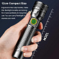 Фонарь 1136-WHITE LASER LED PM10-TG, Li-Ion аккум.,  индикация заряда, ЗУ Type-C, zoom
