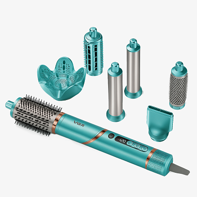 фен-стайлер vgr 7 в 1 v-477 green, professional, 7 насадок, 1400 вт, оптом, купить