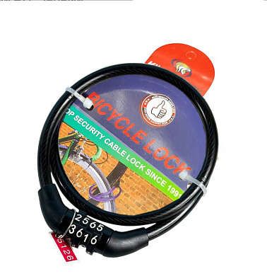 замок велосипедный kihuu lock 427, 8*80 тросовый, кодовый, оптом, купить