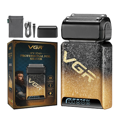 электробритва vgr v-374 gold шейвер, двойное лезвие, led display, оптом, купить