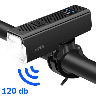 велофара с сигналом mt-007-t6, 450lum, li-ion аккум. (2200mah), выносная кнопка, waterproof, зу type-c, оптом, купить