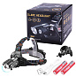 Фонарь велосипедный W602-T6+2XPE Bike, 2x18650, крепление на лоб, zoom, ЗУ microUSB, Box