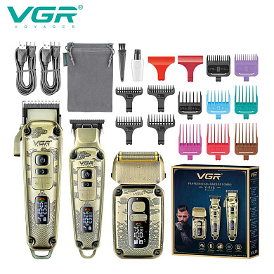комплект vgr 3 в 1 v-642 аккумуляторная машинка для стрижки (clipper), триммер и электробритва (шейвер), оптом, купить