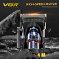 Аккумуляторная машинка для стрижки (clipper) VGR V-285, 6 насадок, 9000 RPM, 2000 mAh, LED display