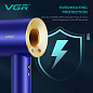 Фен профессиональный VGR V-445 BLUE, 3 уровня обдува, 4 уровня температуры, 1600 Вт, 110000 RPM