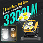 Фонарь кемпинг W891-1-3COB(White+Yellow)+5SMD(Red), Power bank, 2x18650, ЗУ Type-C, магнит, крюк