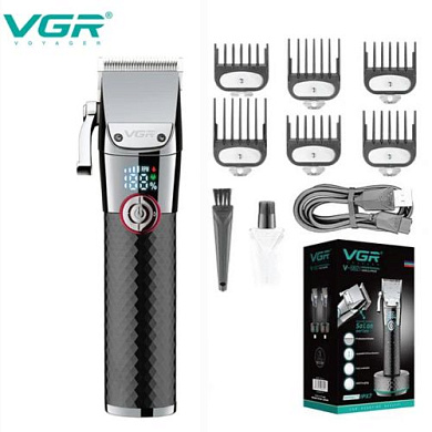 машинка (триммер) для стрижки волос vgr v-682, professional, 6 насадок, led display, оптом, купить