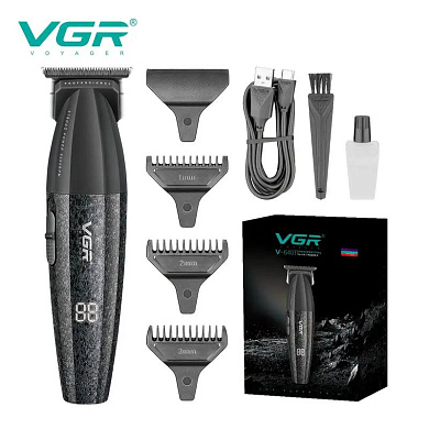 триммер vgr v-640t black, 3 насадки, led display, 9000rpm, оптом, купить