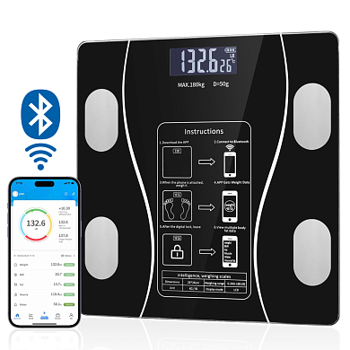 smart весы, умные напольные 17a-c, 180кг (0,05 кг), bluetooth, оптом, купить