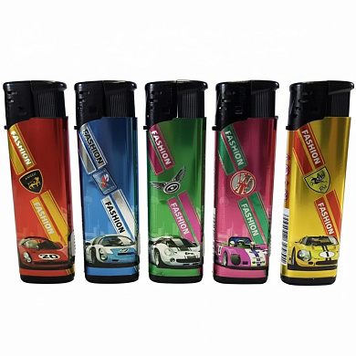 зажигалка пластиковая с фонарем fashion авто (турбо пламя) 1517-4, оптом, купить