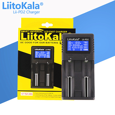 зарядное устройство liitokala lii-pd2, 2xаа/ ааа/18650/ 26650/ 21700, оптом, купить