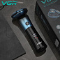 Електробритва VGR V-326 для чоловіків, роторна для вологого та сухого гоління, IPX6, LED Display