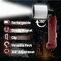 Фонарь WORKLIGHT 72-XPE(white+red), 10 W, 350 Lumen, Li-Ion аккум., поворот180º+180º, зажим, крюк, магнит, ЗУ Type-C