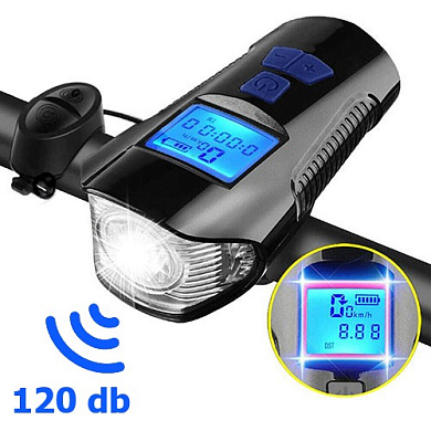 велофонарь с компьютером и сигналом xa-585-t6+2led, выносная кнопка, waterproof, li-ion аккумулятор, зу microusb, оптом, купить