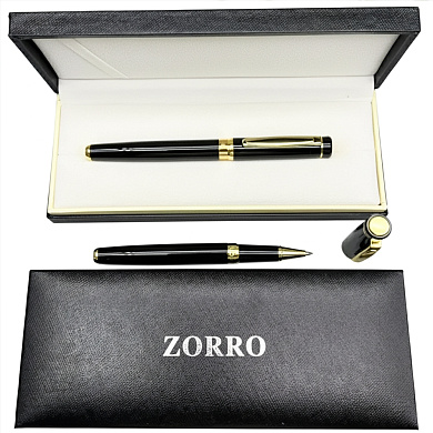 ручка роллерная zorro в подарочной коробке (черная с золотистыми вставками) 249, оптом, купить