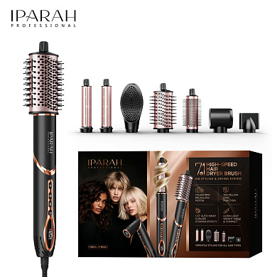фен-стайлер iparah 7 в 1 p-510b black, 7 насадок, 3 режима, 4 режима температуры, 105000 rpm, 1400w, оптом, купить