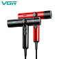Фен профессиональный VGR V-401 BLACK, 40 уровней обдува 70000 - 110000 RPM, 40 уровней температуры 60°C - 100°C, 3 насадки