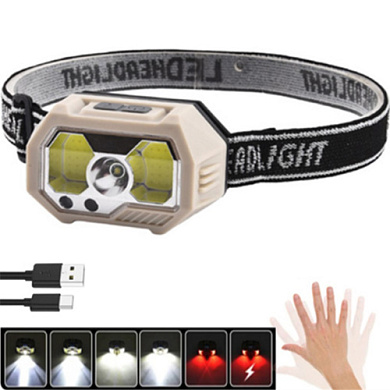 фонарь налобный sh-s31-xpe+cob(white+red), motion sensor, встроенный аккумулятор, зу type-c, box, оптом, купить