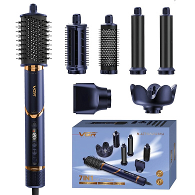 фен-стайлер vgr 7 в 1 v-477 dark blue, professional, 7 насадок, 1400 вт, оптом, купить
