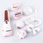 Набор для женщин VGR V-733 6 в 1 pink, электробритва,  эпилятор, массажер, шлифовка ступней, щеточка для лица, беспроводной