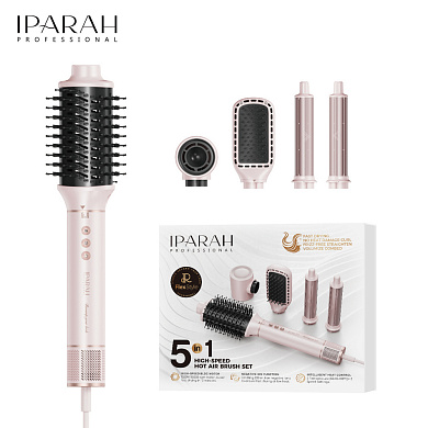 фен-стайлер iparah 5 в 1 p-505p pink, 5 насадок, 3 режима, 3 режима температуры, 105000 rpm, 1300w, оптом, купить