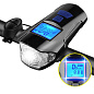 Велофонарь с компьютером и сигналом XA-585-T6+2LED, выносная кнопка, Waterproof, Li-Ion аккумулятор, ЗУ microUSB