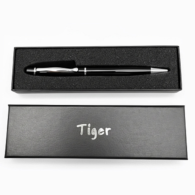 подарочная ручка шариковая tiger в футляре (черно-серебристая) 262, оптом, купить
