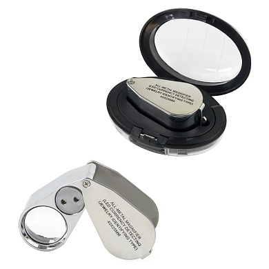 лупа складная 40x с led и uv-подсветкой, металлическая mg-9890, оптом, купить