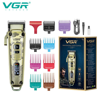 аккумуляторная машинка для стрижки (clipper) vgr v-005, 8 насадок, led display, оптом, купить
