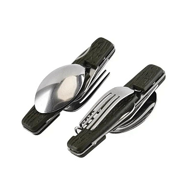 набор туристический нож, вилка, ложка, открывалка, штопор traveler 12см k-605, оптом, купить