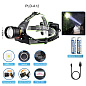 Фонарь налобный PLD-A12-TG, 2x18650, zoom, ЗУ microUSB, Box