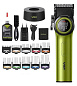 Акумуляторна машинка для стриження (clipper) VGR V-001 GREEN, 10 насадок, 9000 RPM, 4600 mAh, LED light, LED display